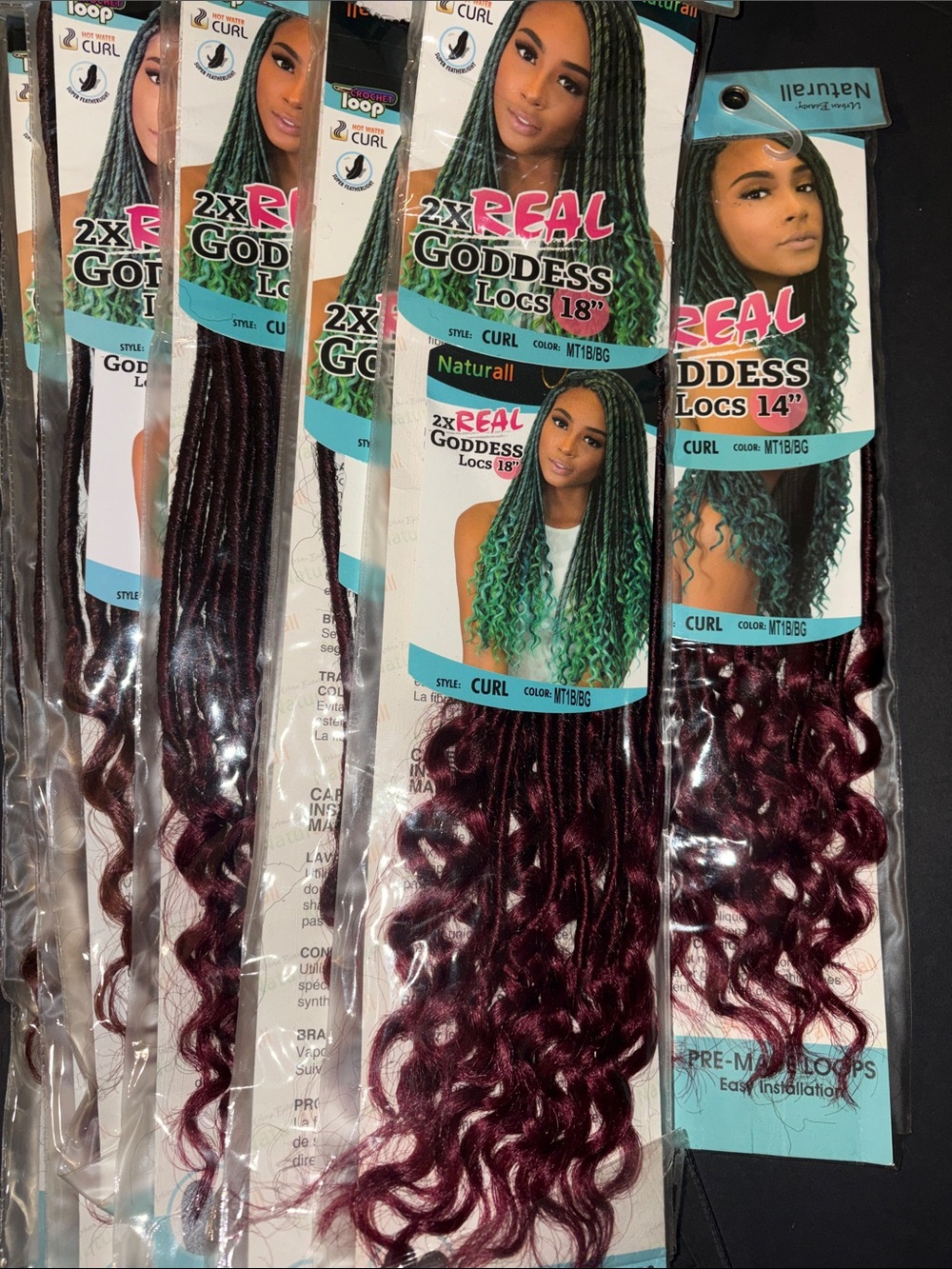 9 packs 2X Locs Curly Crochet Synthetic Braids — Burgundy (MT1B/BUG)